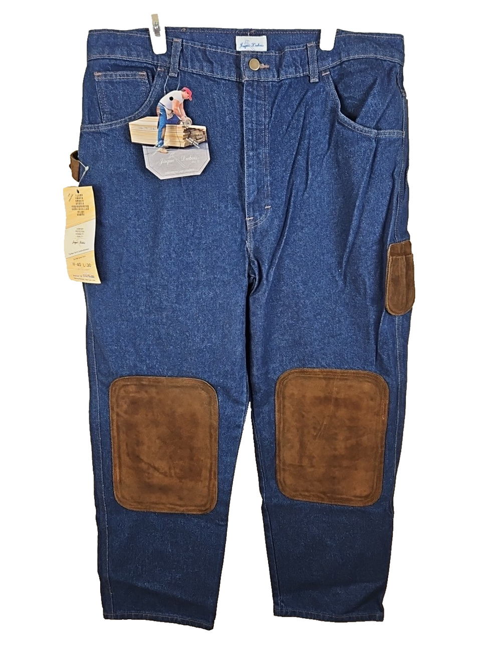 VTG Mens Size 40x30 FIT 39X30 Jaque Dubois Carpenter Jeans Leather Patches USA